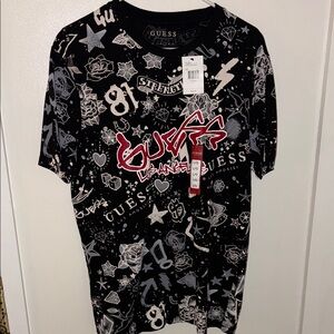 Guess Black and Red Graphic Tee